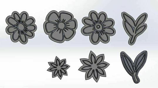 Polymer clay set 7 molds of Flowers