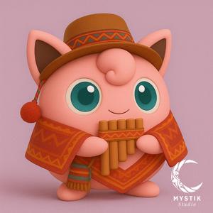 Andean Jigglypuff - Collectible Pokémon Figure with folkloric style STL