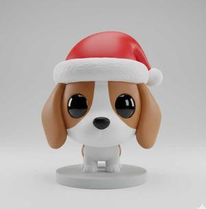 dog with christmas hat