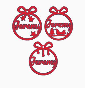 3 x Jeremy, personalized Christmas tree ball