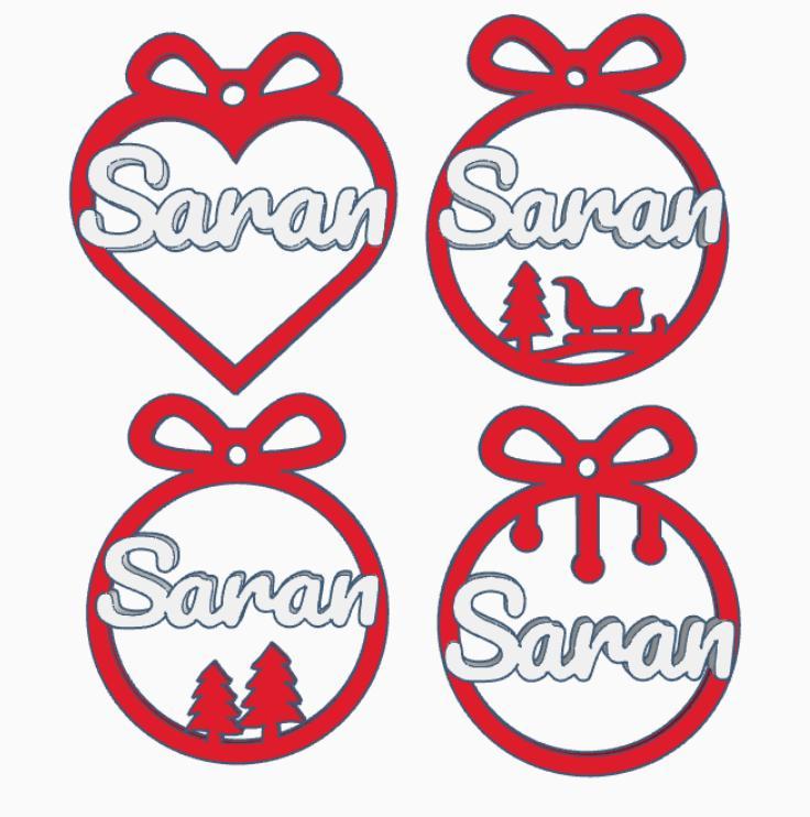 4 x Saran, Christmas bauble