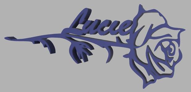 First name Lucie on a rose stem