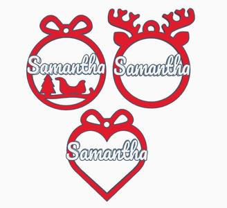 4 x Samantha, Personalized Christmas tree ball