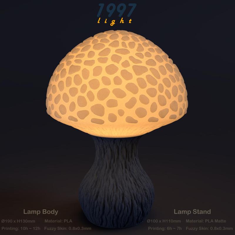 3D Printed Desk Lamp - Warm Light Mushroom Lamp - STL File