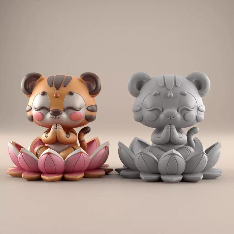 Meditating Praying Tiger 3D STL File for Peaceful Decor