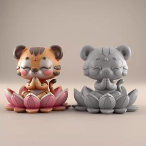 Meditating Praying Tiger 3D STL File for Peaceful Decor