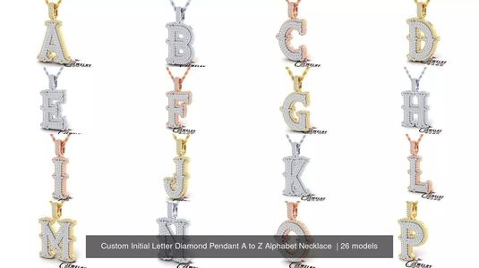 Custom Initial Letter Diamond Pendant A to Z Alphabet Necklace  3D Model Collection