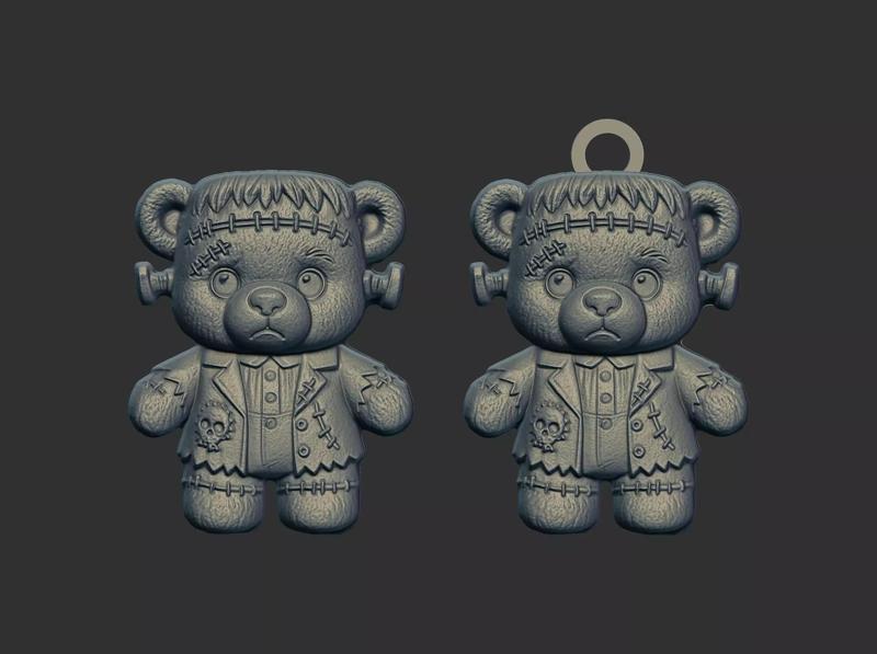 frankenstein teddy bear keychain cnc model