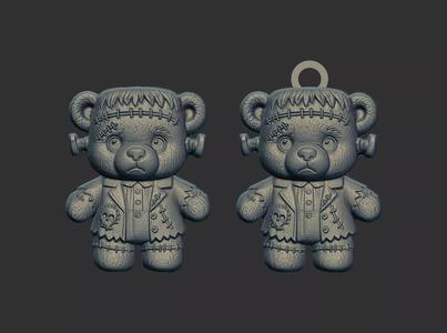 frankenstein teddy bear keychain cnc model