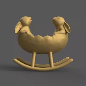 Bunny Rocking Cradle Cute Easter 3D Model for Decoration