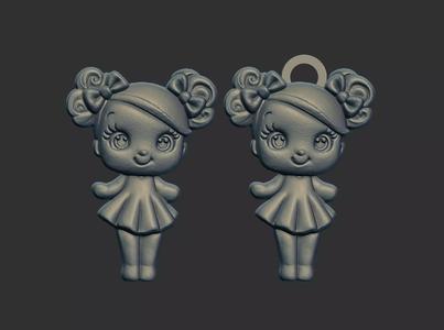 cute girl with bun hair keychain model