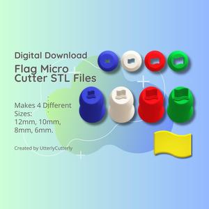 Clay Cutter STL File Flag Micro Cutter- Country Stud Earring Digital File Download- 4 sizes