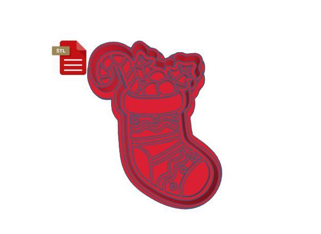 Christmas Stocking Cookie Cutter and Stamp STL FILE