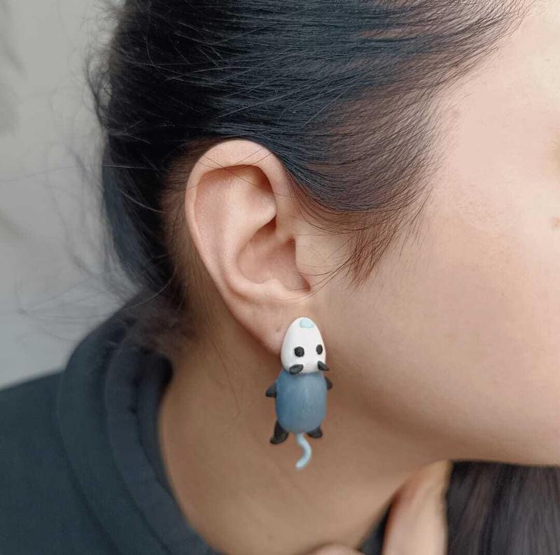 Opossum earrings