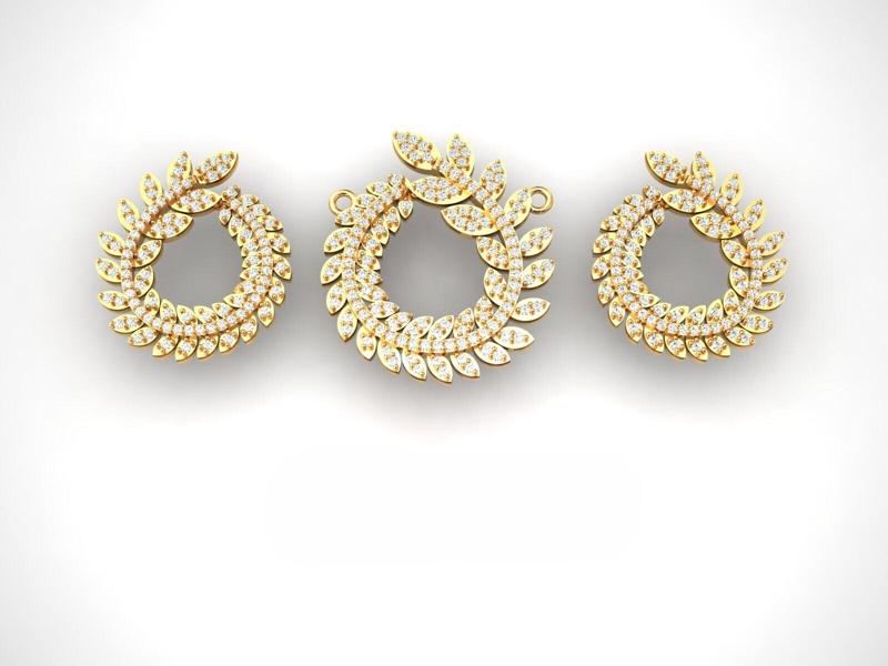 Olive branch pendant and earrings