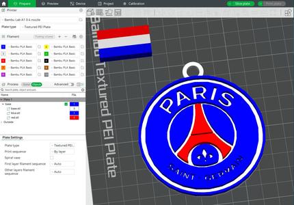 Ligue 1  Paris Saint Germain keychain badge Printable and Renderable