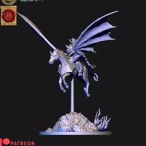 Dark elves Dreadlord with great weapon on pegasus