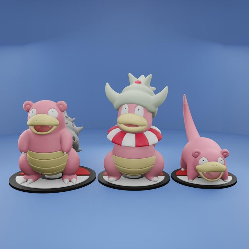 Pokemon No. 079, 080, 199 Slowpoke, Slowbro, Slowking