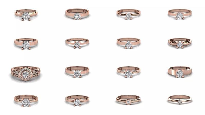 120 Diamond solitaire wedding engagement women rings STL 3DM  3D Model Collection