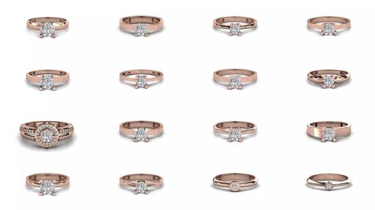 120 Diamond solitaire wedding engagement women rings STL 3DM  3D Model Collection