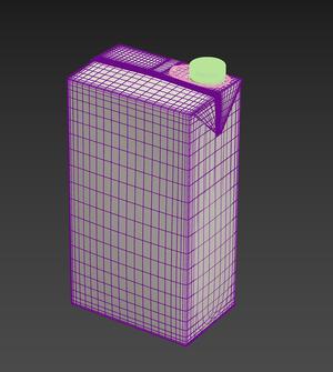 Milk Box cardboard with texture and UV map