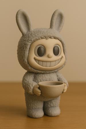 Lapopo with Bowl  STL – Adorable Bunny Character Holding a Cup | 3D Printable Model