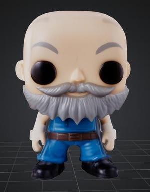 Funko pop granny with beard and bald motorcyclist