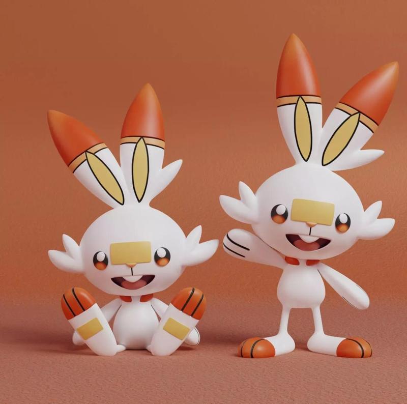 Pokemon - Scorbunny with 2 poses