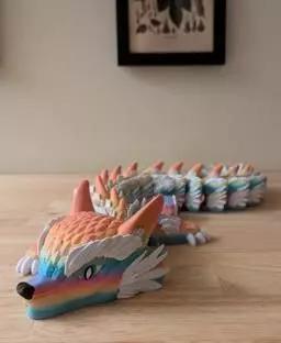 Rainbow Articulated Dragon Figurine 3D Model