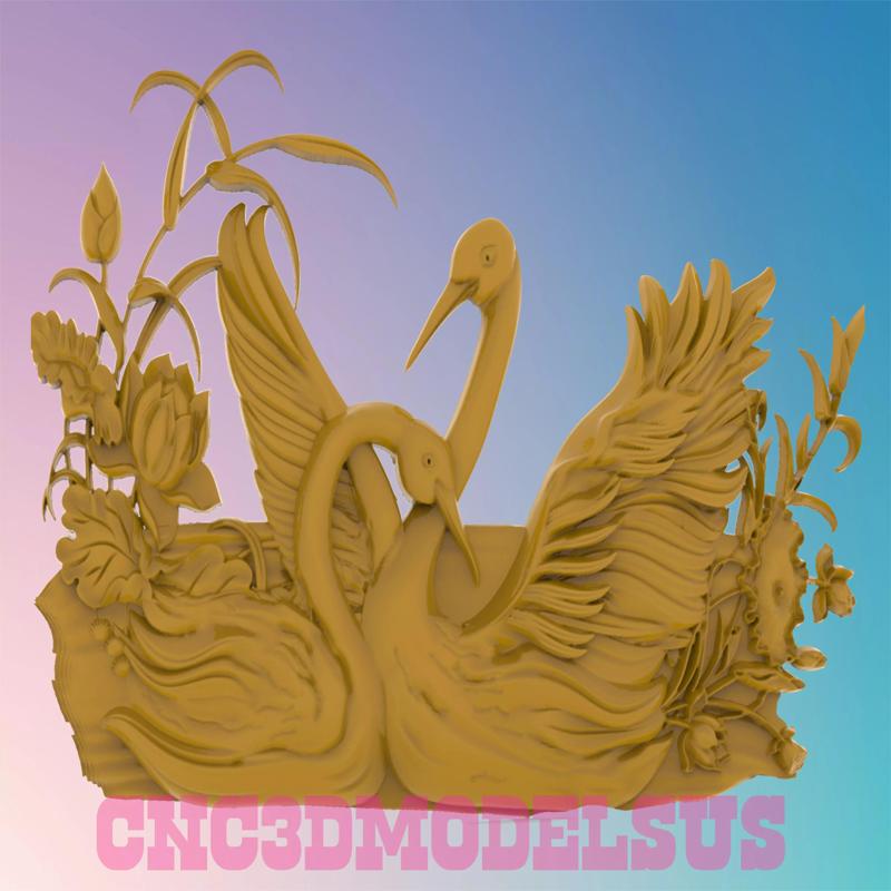 Two Swans in love 3D MODEL STL FILE FOR CNC ROUTER LASER