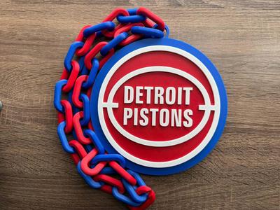 Detroit Pistons Logo Oversized Necklace, Pendant Chain