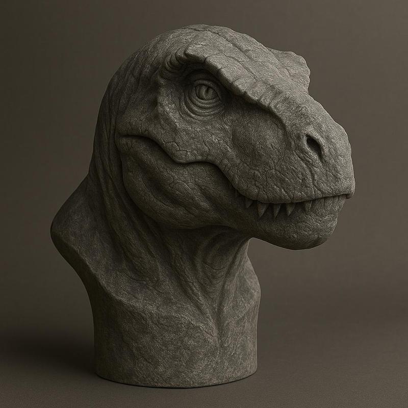 T-Rex Dinosaur Head Bust – 3D Printable Prehistoric Sculpture