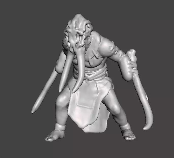 TUSKED WARRIOR MINIATURE MODEL FANTASY OR SCIFI GAMES RPG DND