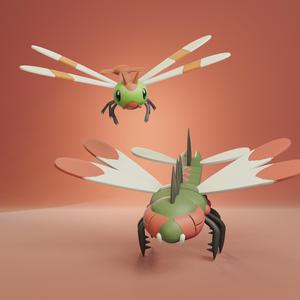 Pokemon - Yanma and Yanmega with base