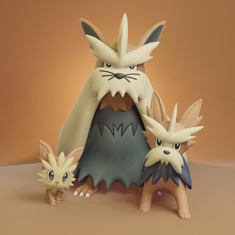 Pokemon - Lillipup, Herdier and Stoutland with 2 poses