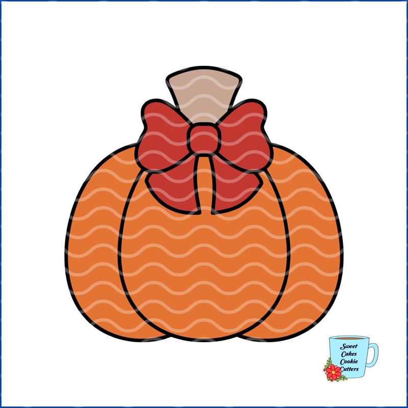 Pumpkin with Bow - Fall / Thanksgiving - 8 STL Cookie cutter files. CC82