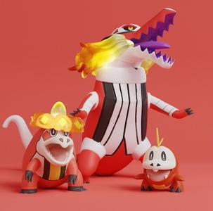 Pokemon - Fuecoco, Crocalor and Skeledirge with 2 poses
