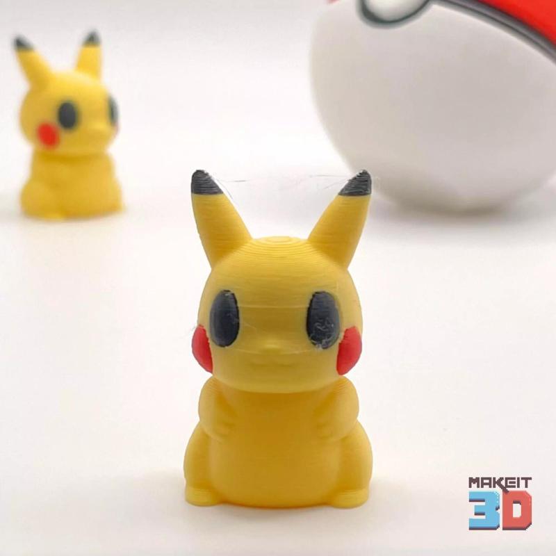 3D Printable Chibi Pikachu With Print in Place Pokeball