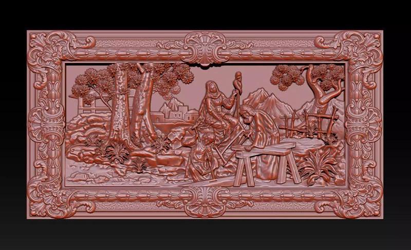 Mural  St Joseph wood carving file stl  OBJ and ZTL