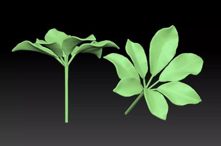 Chestnut leaf  Anthracus flower sculpture  ZB leaf brush