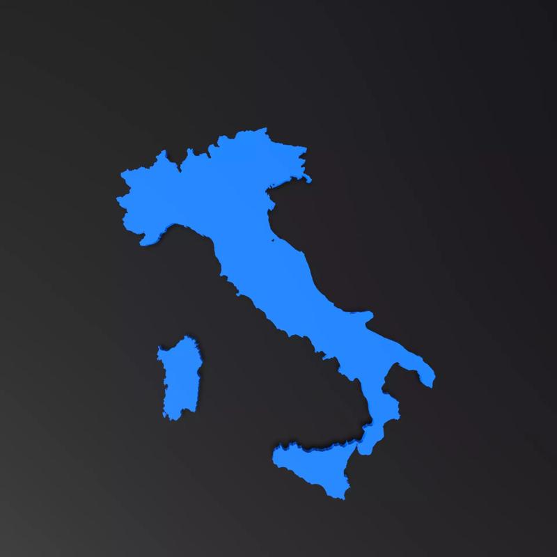 ITALY FLAT MAP -EASY PRINT NO SUPPORT- CARTINA ITALIA