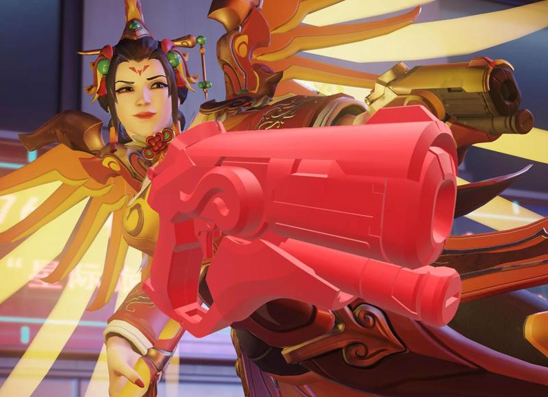 Overwatch Mercy Cosplay - Red Pheonix Blaster