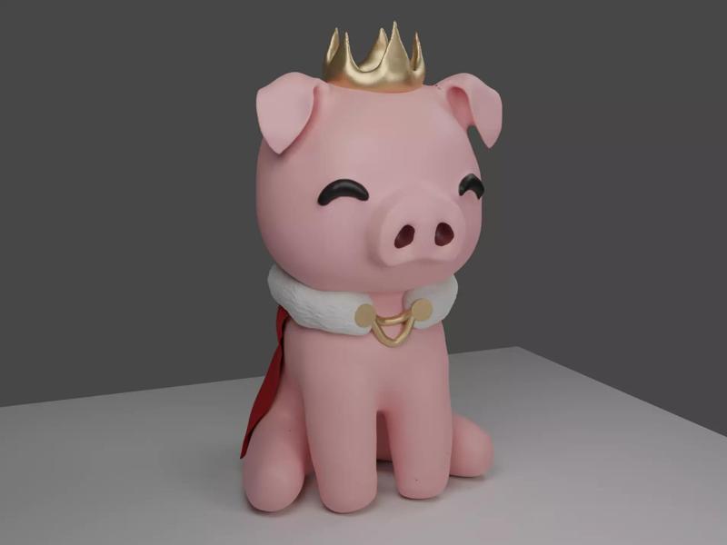 Technoblade 3D model pig in crown