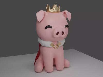Technoblade 3D model pig in crown