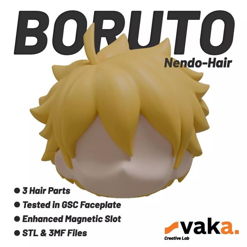 Spiky Anime-Style Boruto Hair for Nendoroid STL 3D Print Files