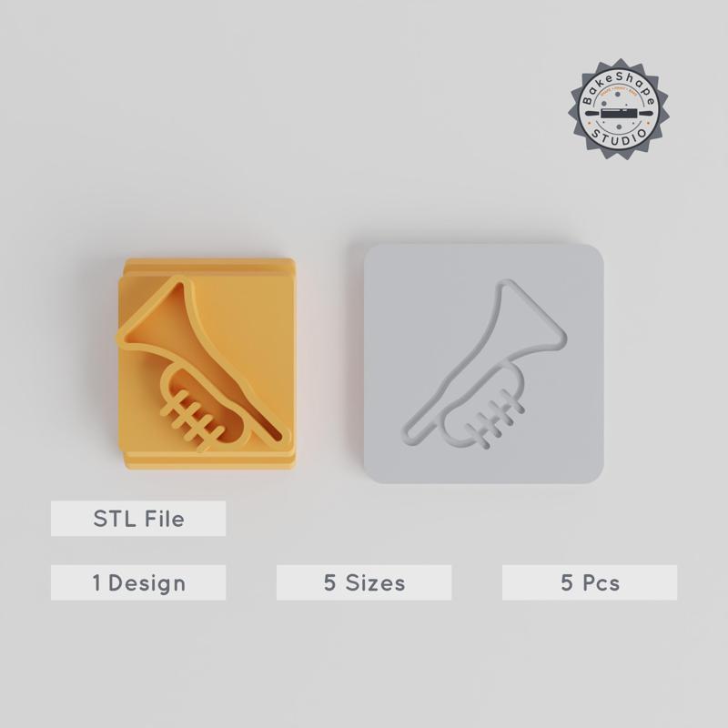 Tuba Stamp Tile Set, 5 Sizes, 20-40mm, Ideal for Clay, Cookies & Fondant, Party Celebration, Music & Brass Instrument Design PRODUCT_4779