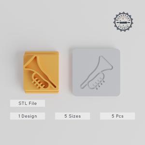 Tuba Stamp Tile Set, 5 Sizes, 20-40mm, Ideal for Clay, Cookies & Fondant, Party Celebration, Music & Brass Instrument Design PRODUCT_4779