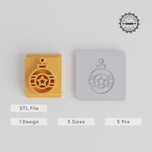 Star Bauble Stamp Tile Set, 5 Motif Sizes for Clay, Cookies & Fondant PRODUCT_4765