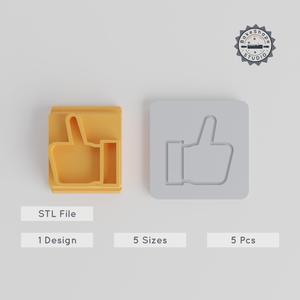 Thumbs Up Stamp Tile Collection, 5 Motif Sizes for Clay & Fondant, Like & Approval Hand Gesture Design, Perfect for Party Decorations PRODUCT_4776