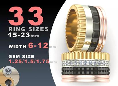 Wedding ring Boucheron style 6-12 mm wide 3D Model Collection